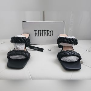 Brand New With Tags Rihero Braided Chunky Heel Black